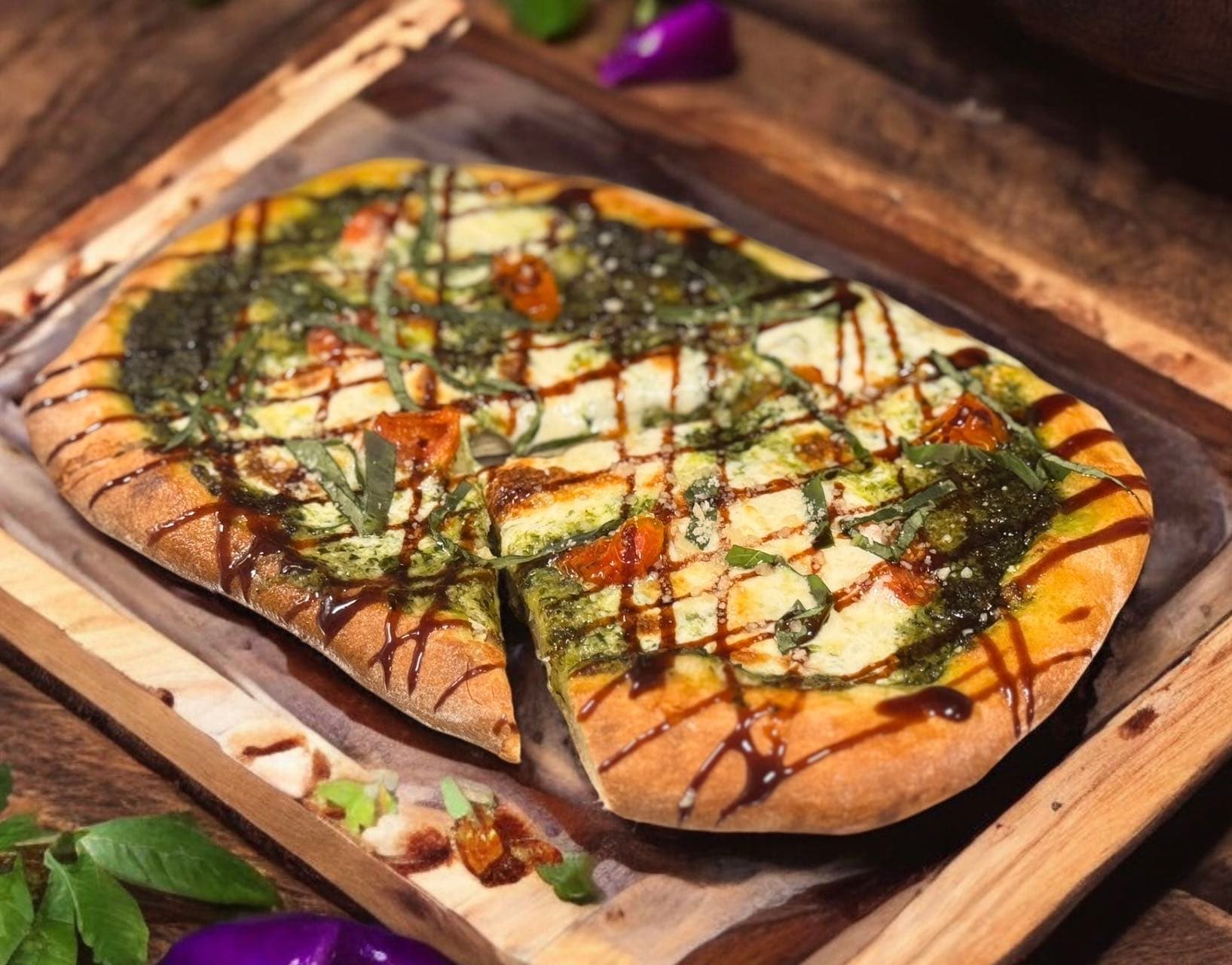 Pesto Caprese Flat Bread